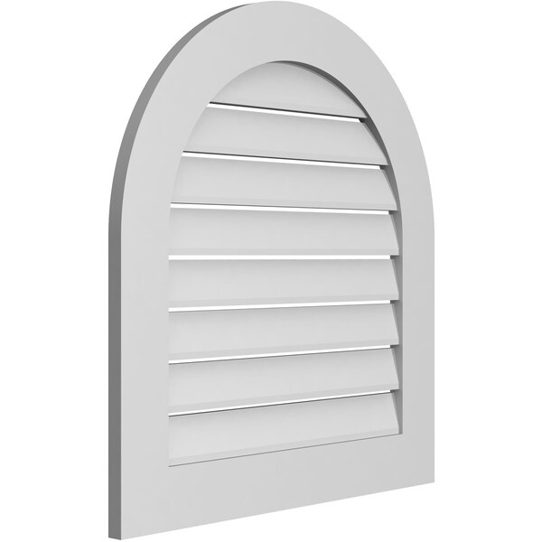Round Top Surface Mount PVC Gable Vent: Functional, W/ 3-1/2W X 1P Standard Frame, 28W X 30H